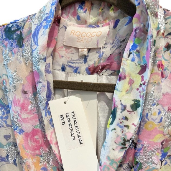 NWT Rococo Sand Floral Leila Metallic Stars Mini Dress XS - Picture 9 of 9